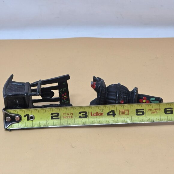 Vintage Cast Iron Miniature Rocking Chair Stove Set Hand-Painted Floral Design - Picture 10 of 10